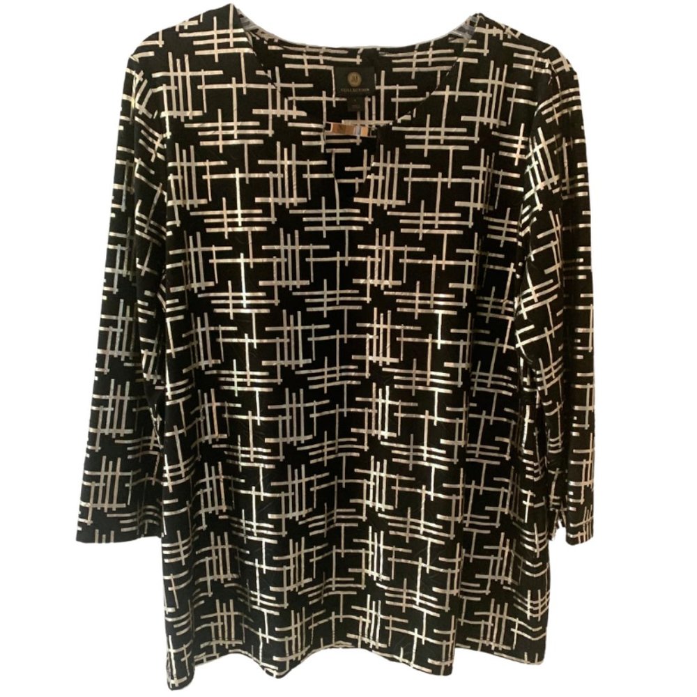 JM Collection JACQUARDS Blouse Black and Gold